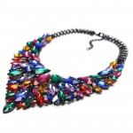 Multicolored Crystal Marquise Glam Statement Necklace